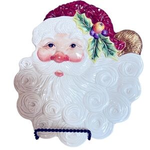 Vintage Retired Jolly Santa Claus Ceramic Decorative Plate by Fitz & Floyd.